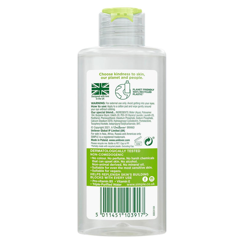 Simple Kind to Skin Eye Make-Up Remover 125ml - Gentle Daily Cleanser