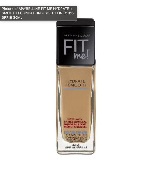 Maybelline Fit Me Hydrate & Smooth Liquid Foundation 315 Soft Honey