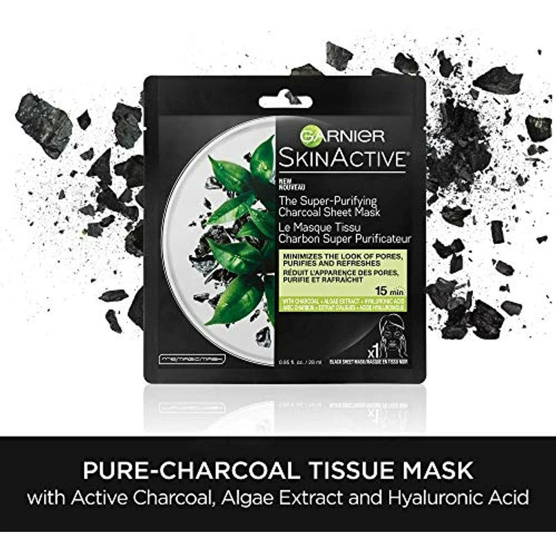 Garnier SkinActive Super Purifying Charcoal Sheet Mask, 0.95 fl. oz.