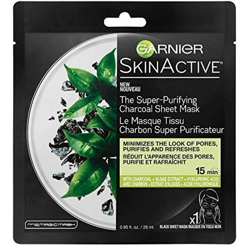 Garnier SkinActive Super Purifying Charcoal Sheet Mask, 0.95 fl. oz.