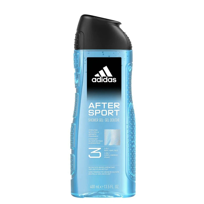 Adidas After Sport 3-In-1 Shower Gel Hydrating Body Hair Face Wash 400ml