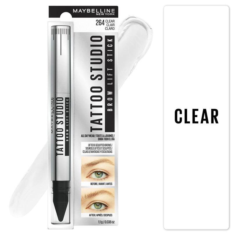 Maybelline TattooStudio Brow Lift Stick Makeup, Clear, Fade & Smudge Resistant, All-Day Wear, 1 Count