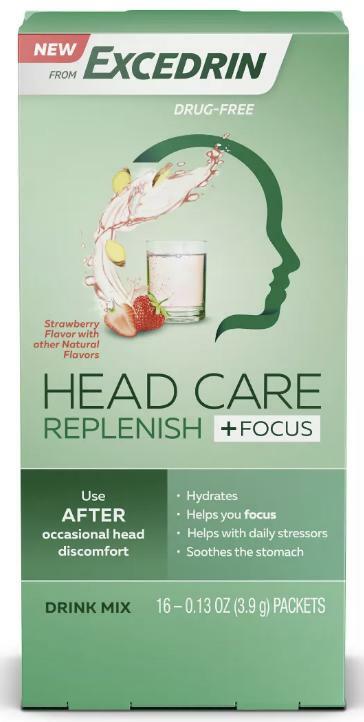 Head Care Replenish +Focus From Excedrin Drink Mix for Head Health Support - 16 Packets