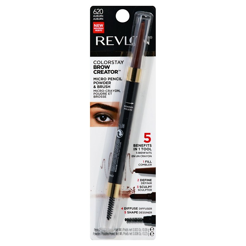 Revlon Colorstay Eyebrow Pencil Creator with Powder & Spoolie Brush to Fill, Define, Sculpt, Shape & Diffuse Perfect Brows, Auburn (620) 0.23 oz