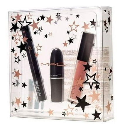 MAC Stars Of The Party Kit NEUTRAL Prep Prime Lip, Velvet Teddy lipstick , Lust Lipglass