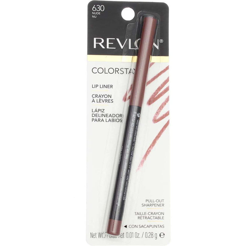 Revlon ColorStay Lip Liner Pencil with Built-in Sharpener, Longwearing & Defined Rich Lip Colors, 630 Nude, 0.01 oz