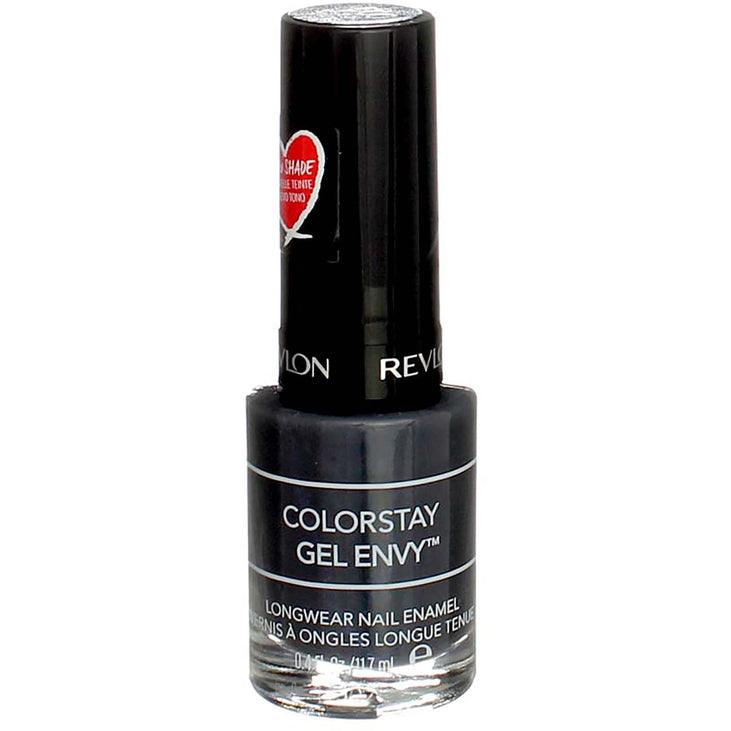Revlon ColorStay Gel Envy Longwear Nail Polish, with Built-in Base Coat & Glossy Shine Finish, in Black/Grey, 500 Ace of Spades, 0.4 oz