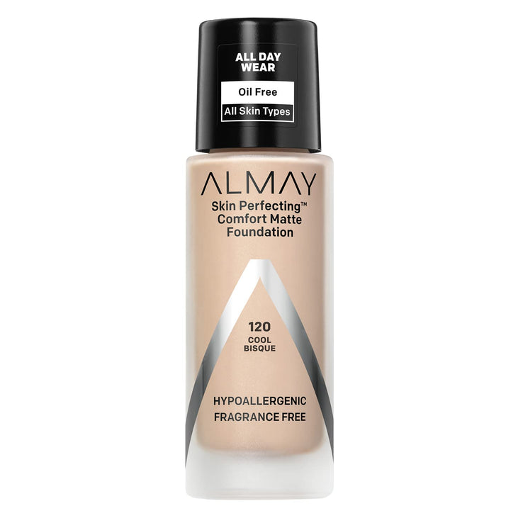 Almay Skin Perfecting Comfort Matte Liquid Foundation, 120 Cool Bisque, 1 fl oz