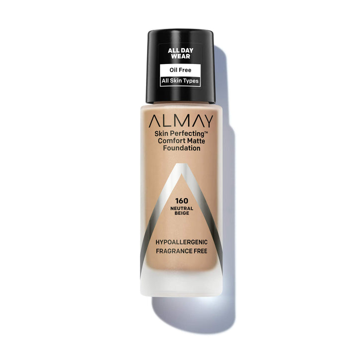 Almay Skin Perfecting Comfort Matte Liquid Foundation, 160 Neutral Beige, 1 fl oz