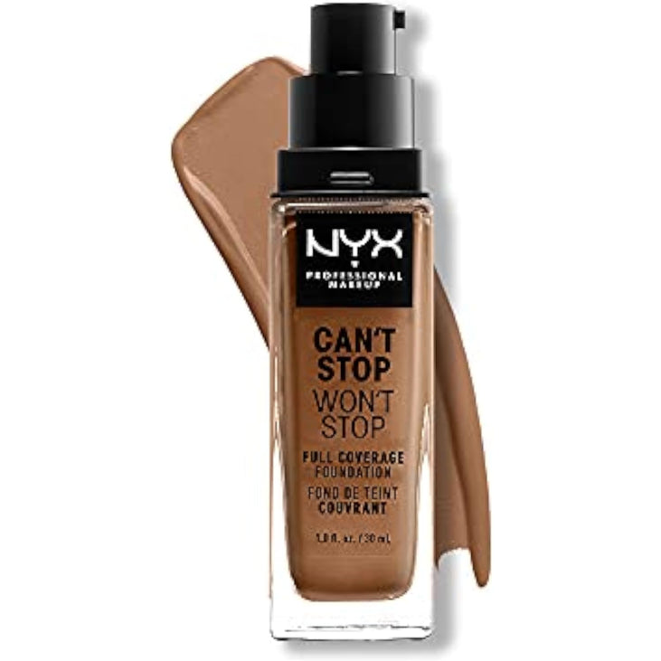 NYX Professional Makeup Can't Stop Won't Stop 24hr Full Coverage Liquid Foundation, Matte Finish, Waterproof, Mahogany