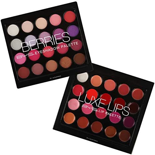 BYS Berries Eyeshadow and Luxe Lip Palettes - Ultimate Collection includes 20 Eyeshadow shades that are berry inspired and with a light berry scent and 20 Lip Colors