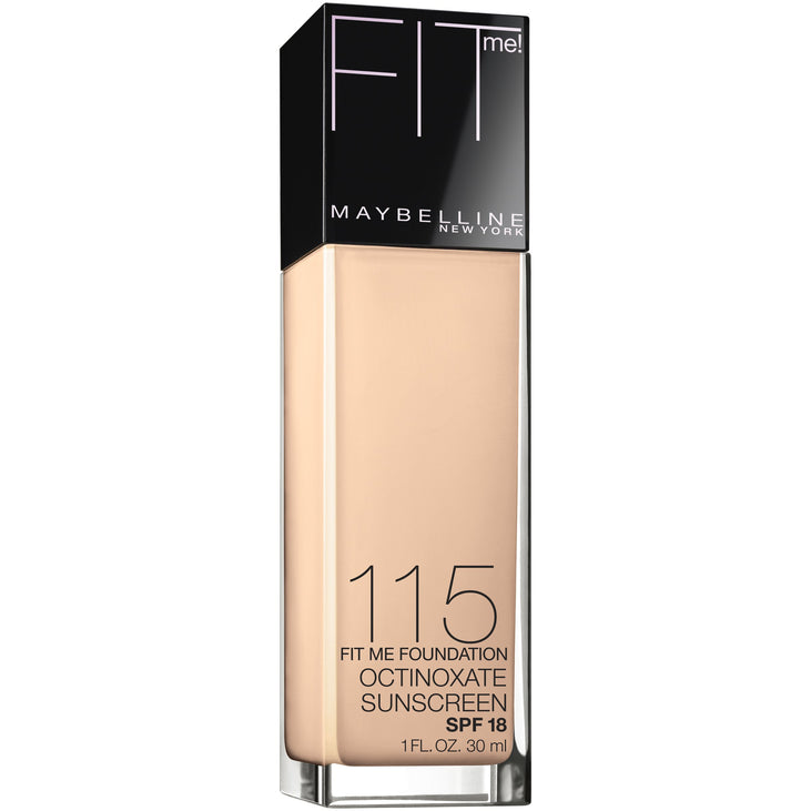 Maybelline Fit Me Dewy and Smooth Liquid Foundation, 115 Ivory, 1 fl oz