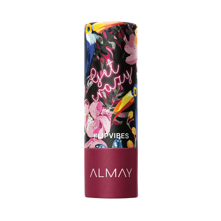 Almay Lip Vibes, Hypoallergenic, Cruelty Free, Oil Free, Fragrance Free, Ophthalmologist Tested Lipstick, with Shea Butter and Vitamins E and C, Get Crazy