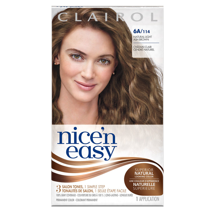 Clairol Nice 'n Easy Permanent Color, 6A/114 Natural Light Ash Brown, 1 Kit