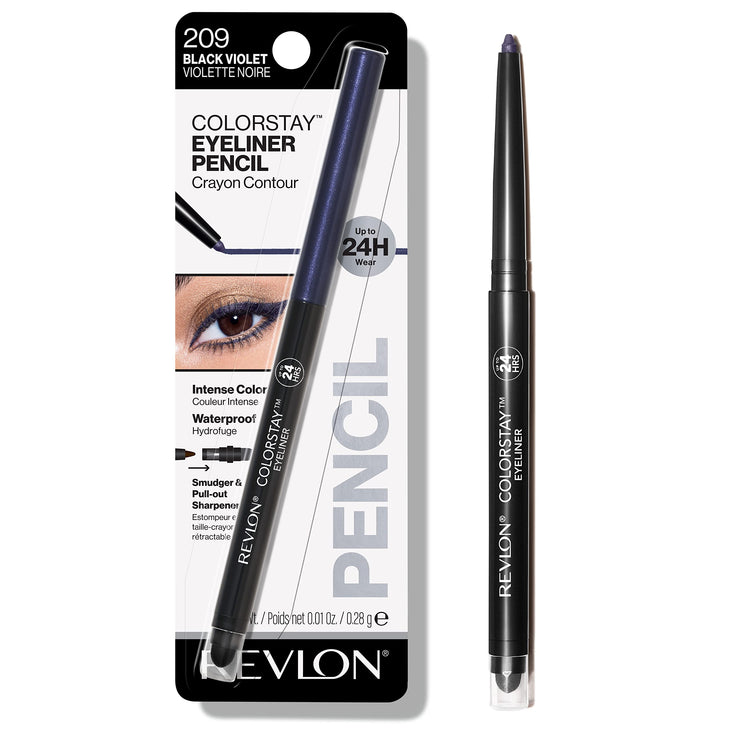 Revlon ColorStay Eye Makeup with Built-in Sharpener, Waterproof, Smudgeproof, Longwearing with Ultra-Fine Tip, 209 Black Violet, 0.01 oz