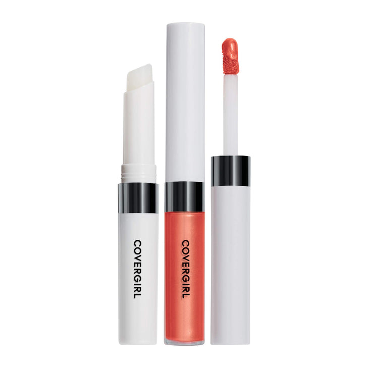 COVERGIRL Outlast All-Day Lip Color Liquid Lipstick And Moisturizing Topcoat, Longwear, Celestial Coral, Shiny Lip Gloss, Stays On All Day, Moisturizing Formula, Cruelty Free, Easy Two-Step Process